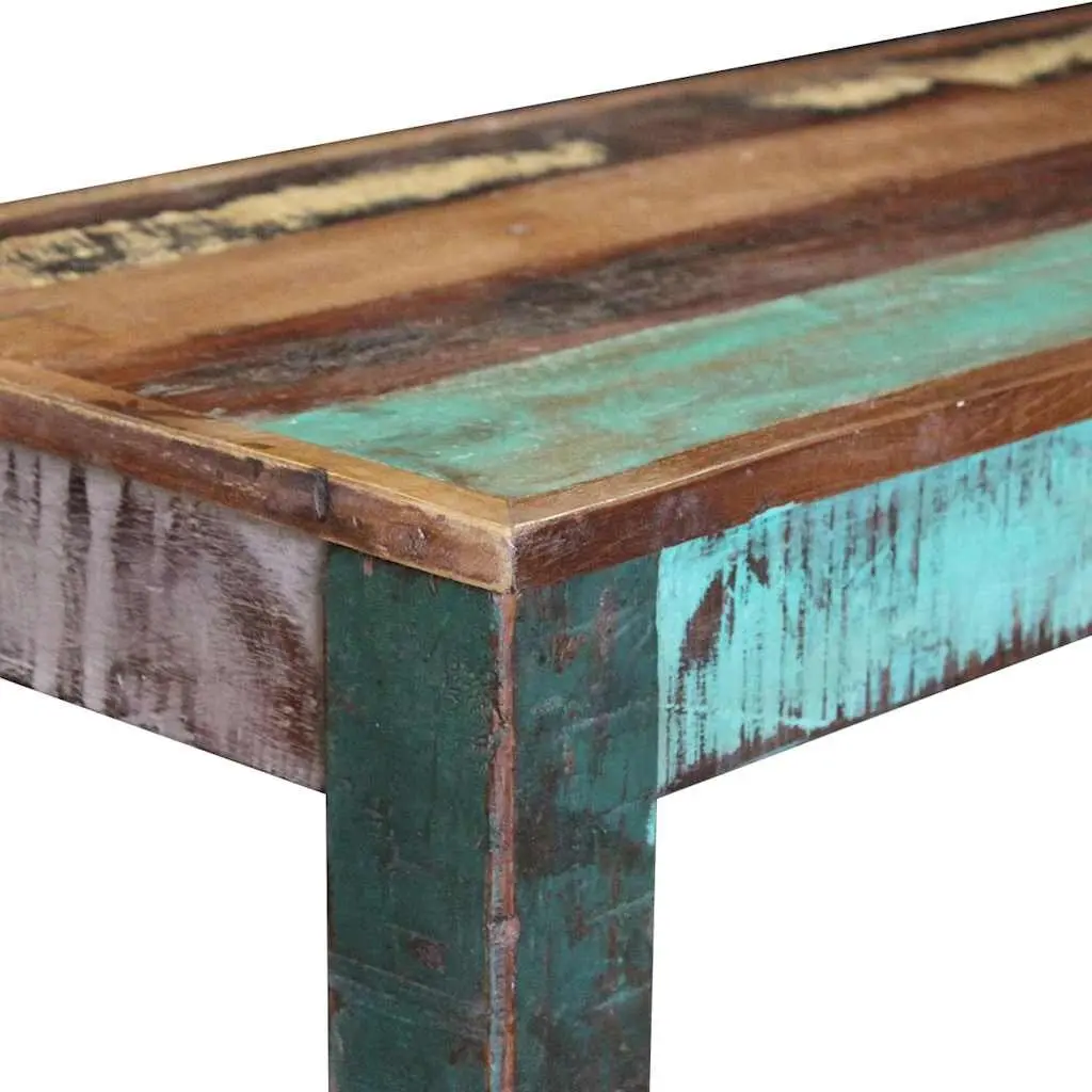 Reclaimed Wood Bench Vintage Antique Style Handmade Storage Entryway Multicolour 110 x 35 x 45 cm