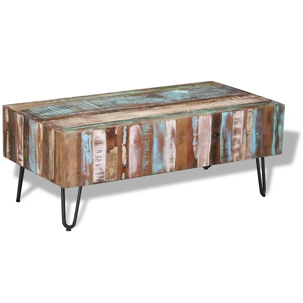 Coffee Table Handmade Retro Style Solid Reclaimed Wood Multicolour 100 x 50 x 38 cm