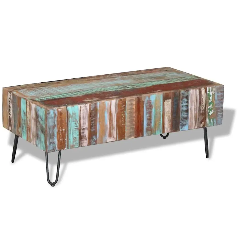 Coffee Table Handmade Retro Style Solid Reclaimed Wood Multicolour 100 x 50 x 38 cm