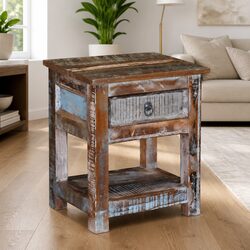 End Table with Drawer in Solid Reclaimed Wood