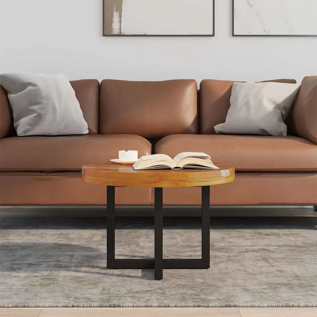 Coffee Table Round Rustic Teak Mango Wood Multicolour