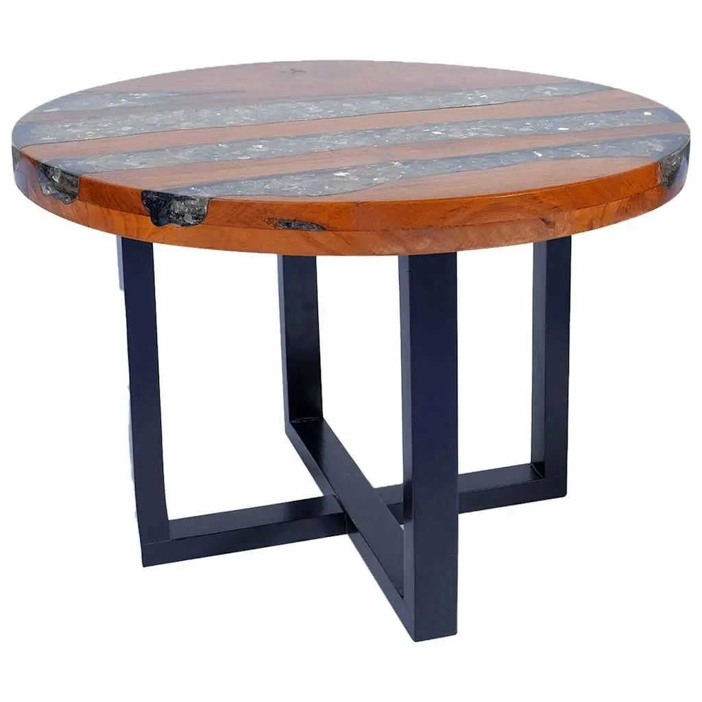 Coffee Table Round Rustic Teak Mango Wood Multicolour