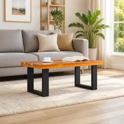 Teak and Mango Wood Coffee Table with Resin Detail