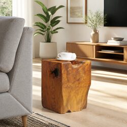 Solid Teak Wooden Stool Handmade Footrest Side Table