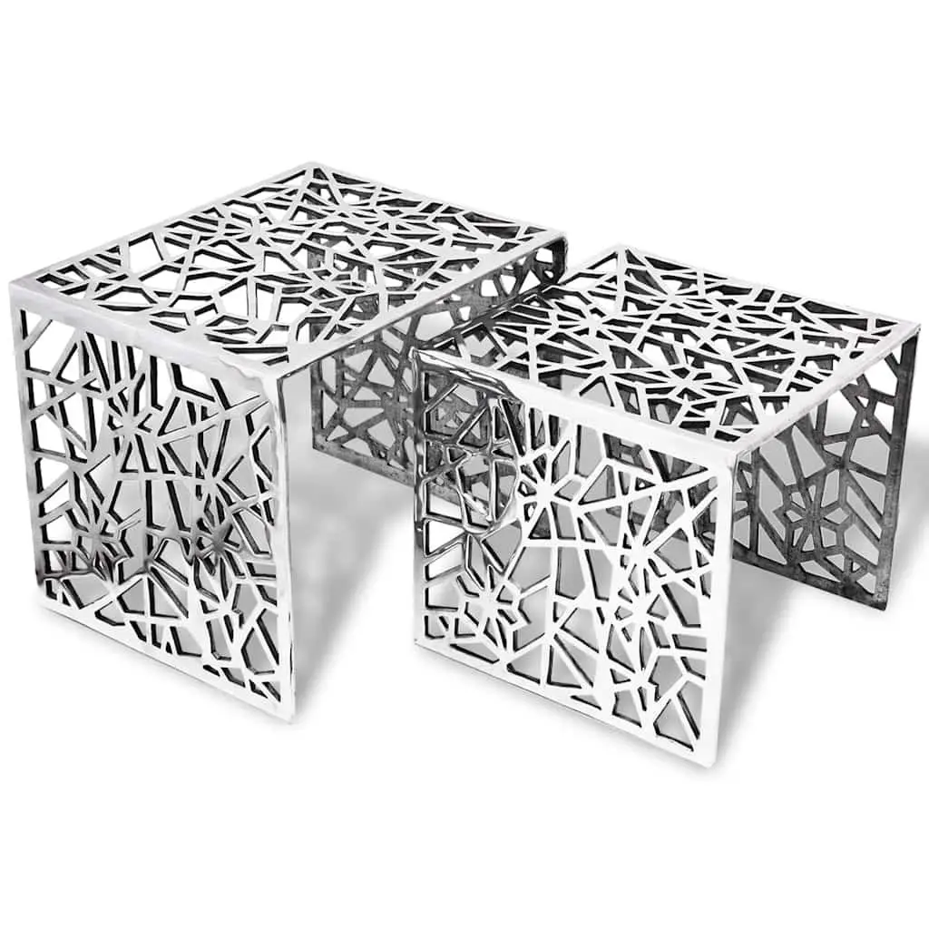 Nesting Side Tables Lightweight Silver Set of 2