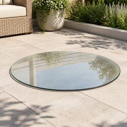 Clear Round Tempered Glass Table Top, 80cm Diameter