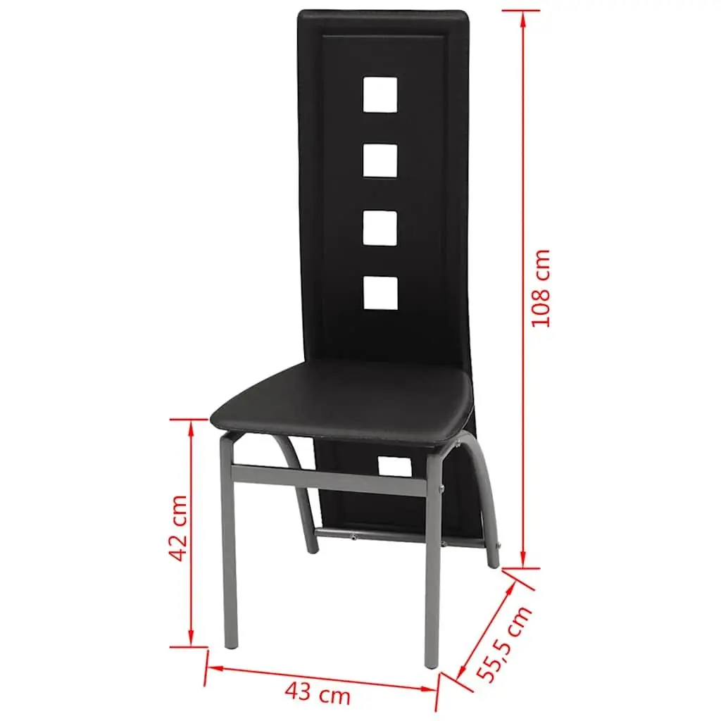 Dining Chairs Ergonomic High Backrest Black Faux Leather