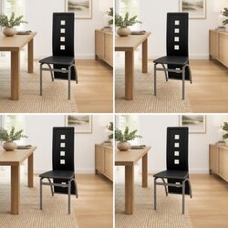 Set of 4 Black Faux Leather Dining Chairs