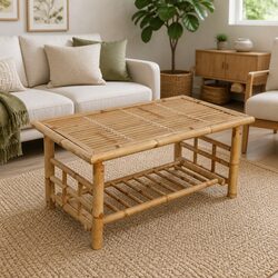 Bamboo Coffee Table, Brown 90x50x45cm, Durable Design