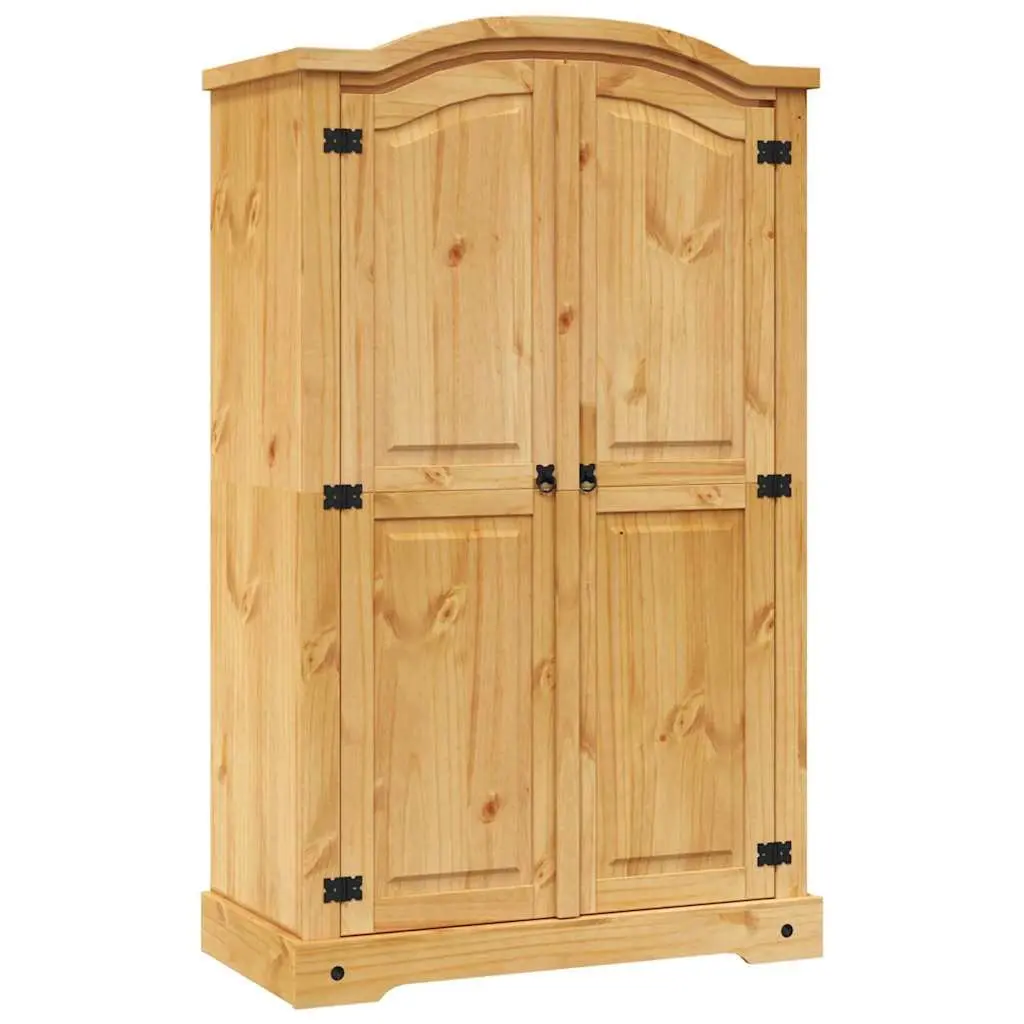 Wooden Wardrobe 2 Doors Storage Brown Pine Mexican Corona Style