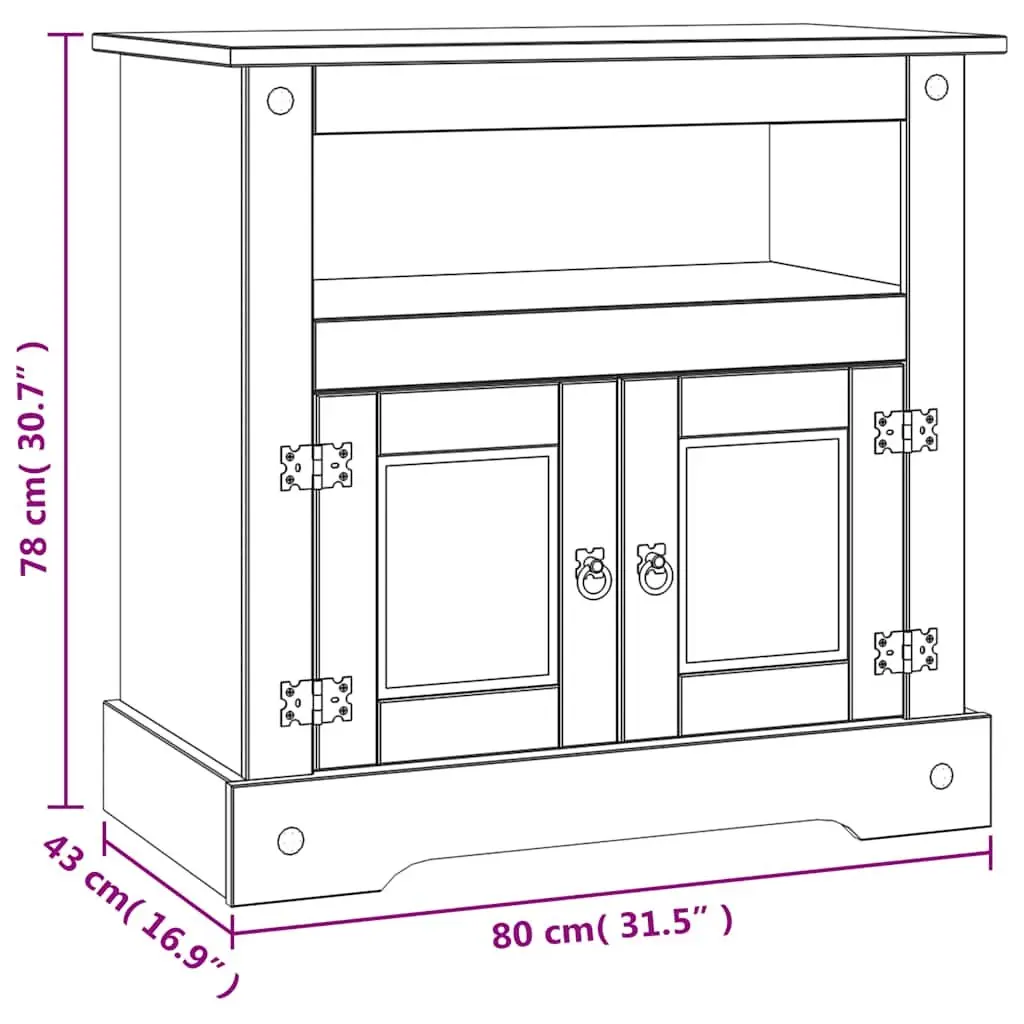 TV Cabinet Rustic Brown Living Room Entertainment Unit 80 x 43 x 78 cm