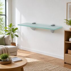 Floating Wall Shelf Glass 30x10 cm with Zinc Alloy Brackets