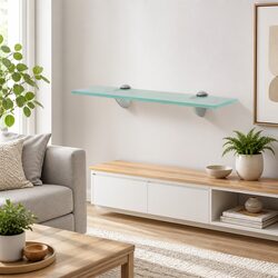 Transparent Glass Floating Wall Shelf 40x10cm