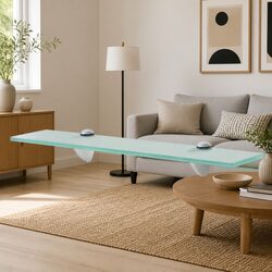 Tempered Glass Floating Shelf 50x10 cm with Zinc Alloy Brackets