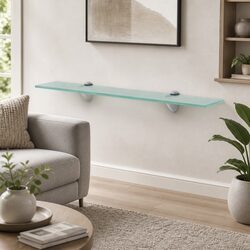 Floating Wall Shelf 60x10cm with Tempered Glass Construction