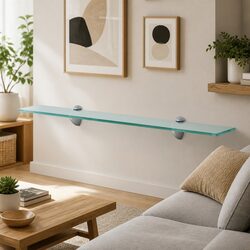 Floating Wall Shelf Made of Tempered Glass 70x10 cm