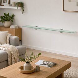 Floating Wall Shelf – Transparent Glass 90x10 cm Specifications