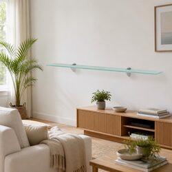 Tempered Glass Floating Wall Shelf 100x10 cm