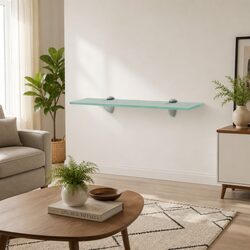 Tempered Glass Wall Shelf with Zinc Alloy Brackets 50x20cm