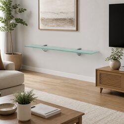 Tempered Glass Floating Wall Shelf 60x20cm