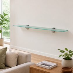 Floating Wall Shelf Made of Transparent Glass 70x20 cm