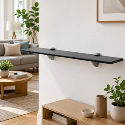 Floating Wall Shelf in Black 60x20 cm with Glass Construction