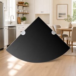 Corner Wall Shelf in Black Glass - 25cm Dimensions