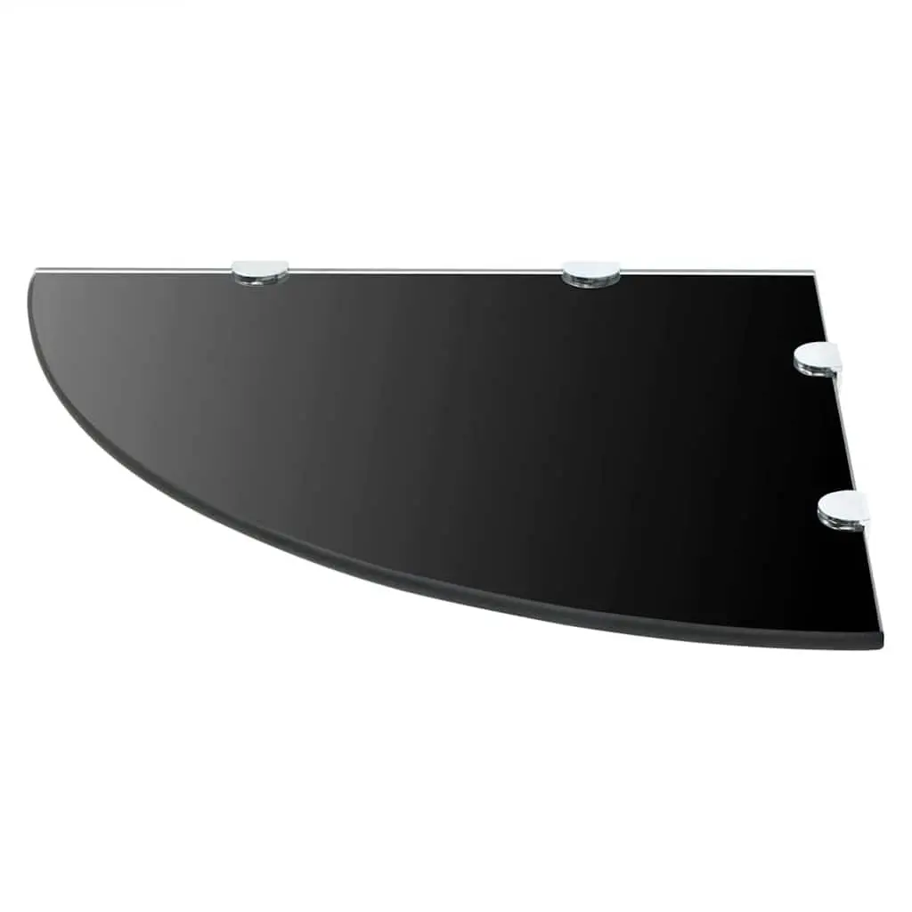 Corner Wall Shelf Floating Black Glass 45cm