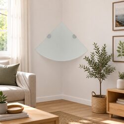 White Floating Corner Wall Shelf Glass 25x25cm Specifications