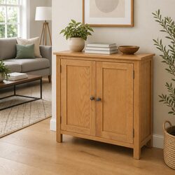 Solid Oak Wood Sideboard Storage Cabinet with Large Compartment