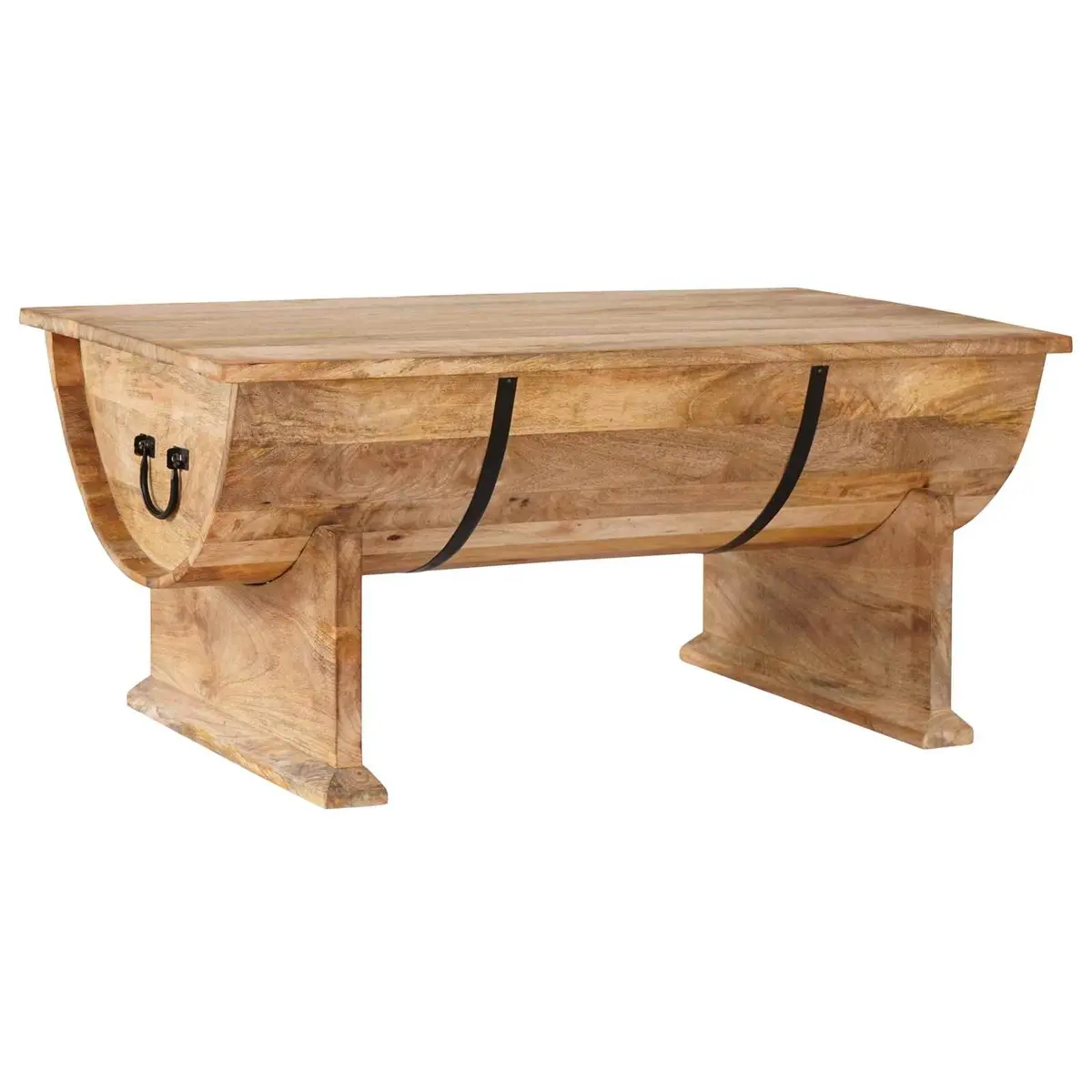 Coffee Table Vintage Handmade Solid Mango Wood Brown 88L x 50W x 40H cm with Storage