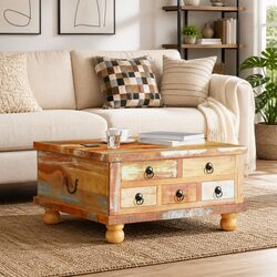 Industrial Coffee Table in Reclaimed Wood 70x70x38 cm