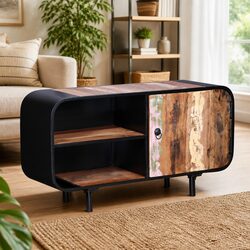 Reclaimed Wood Industrial TV Cabinet 90x30x48 cm