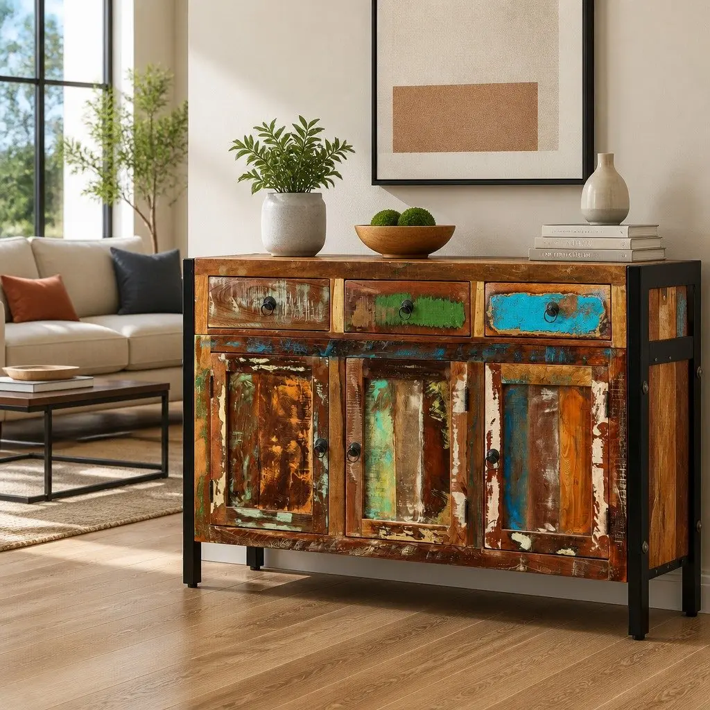 Sideboard Solid Reclaimed Wood Ample Storage 120x35x76cm Brown