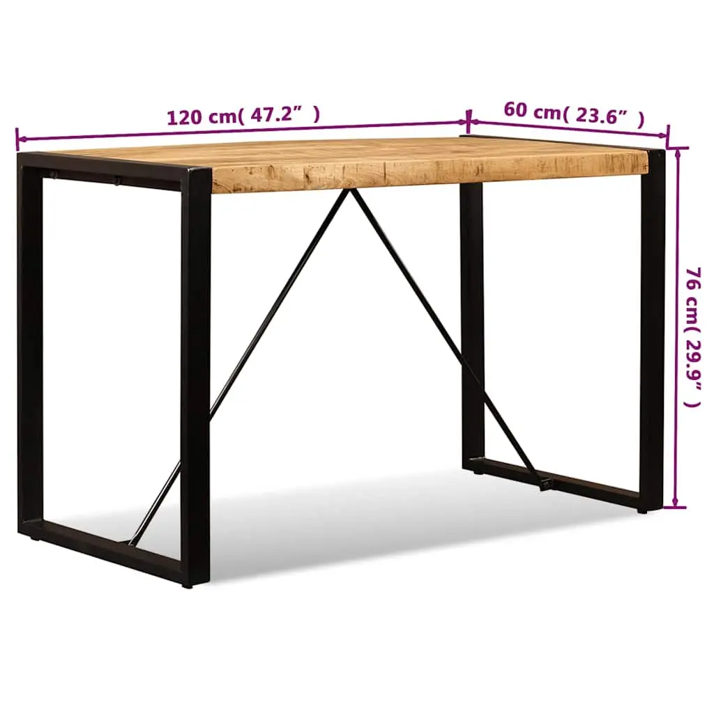 Dining Table Industrial Style Solid Rough Mango Wood 120cm Brown
