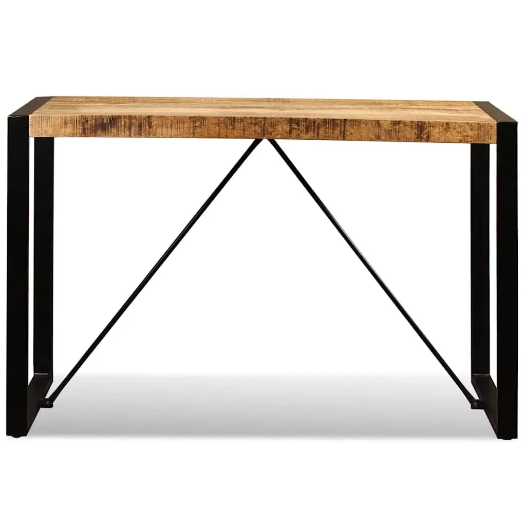 Dining Table Industrial Style Solid Rough Mango Wood 120cm Brown