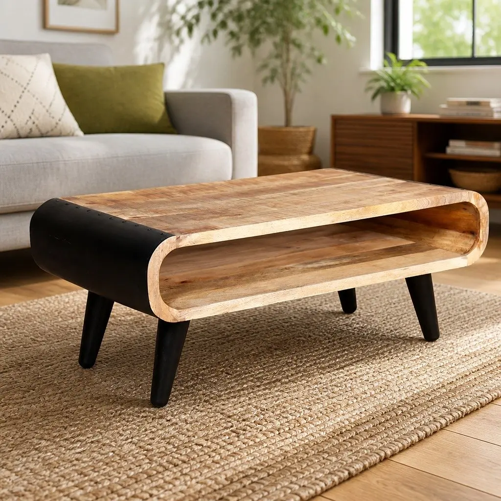 Coffee Table Industrial Vintage Style Rough Mango Wood Multicolour