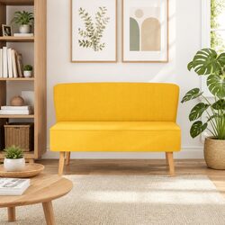 2-Seater Sofa with Yellow Fabric Upholstery