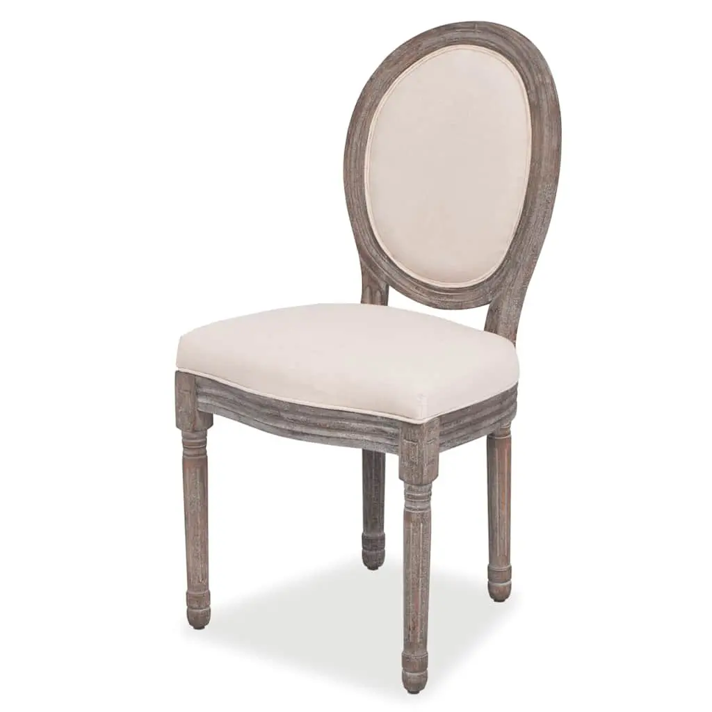 Dining Chairs Foam Padded Seat Cream Fabric Wooden Legs 2 Piece