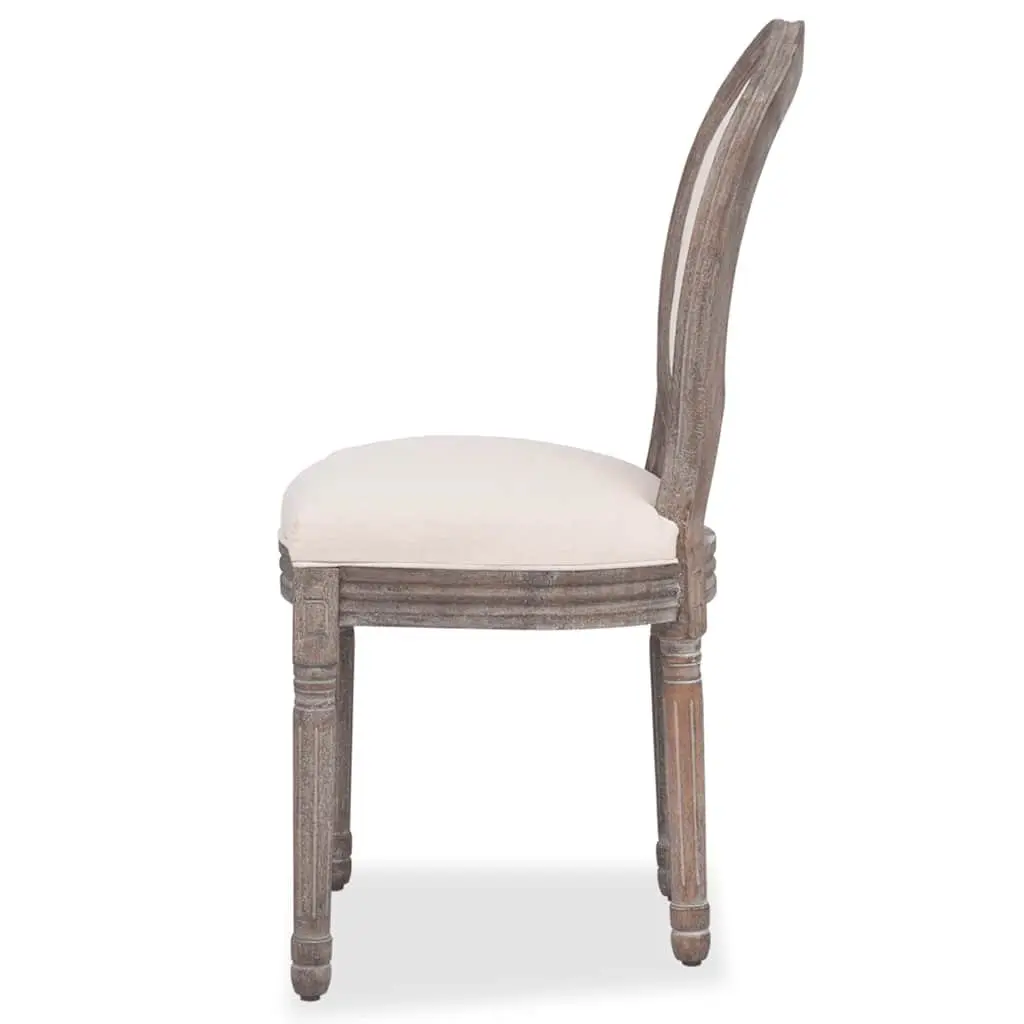 Dining Chairs Foam Padded Seat Cream Fabric Wooden Legs 2 Piece
