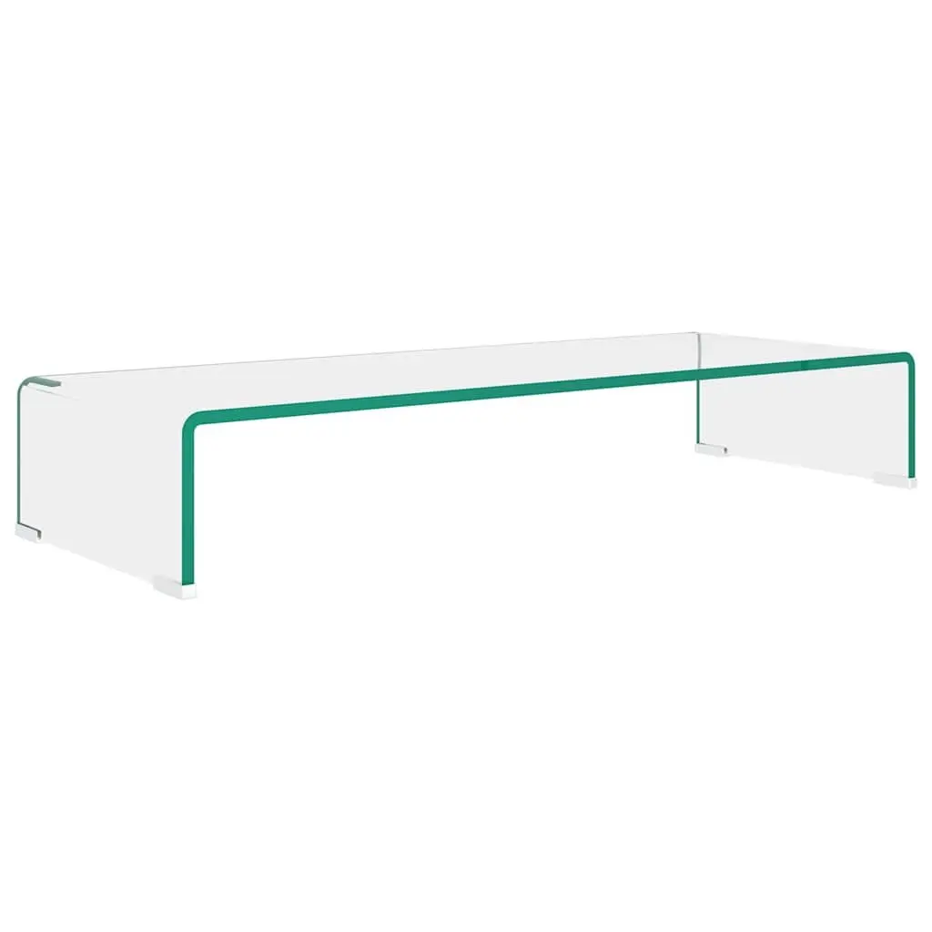 TV Stand Monitor Riser Tempered Glass 80 x 30 x 13 cm Transparent