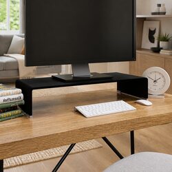 Tempered Glass TV Stand Monitor Riser with Storage