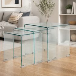 3-Piece Clear Tempered Glass Nesting Table Set