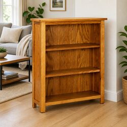 3-Tier Wooden Bookcase - Sturdy Oak Construction