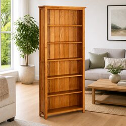 6-Tier Bookcase in Brown Solid Oak Wood