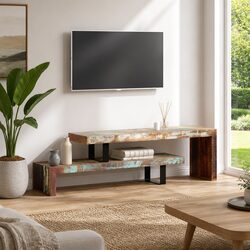 Reclaimed Wood Stackable TV Stand with Two-Tier Design