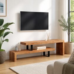 Acacia Wood 2-Tier Stackable Cabinet for TV and Storage