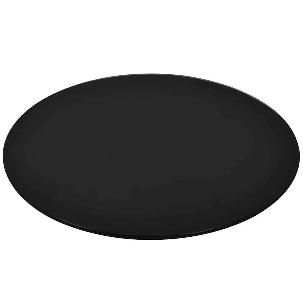 Round Tempered Glass Table Top Easy to Clean 500mm Black