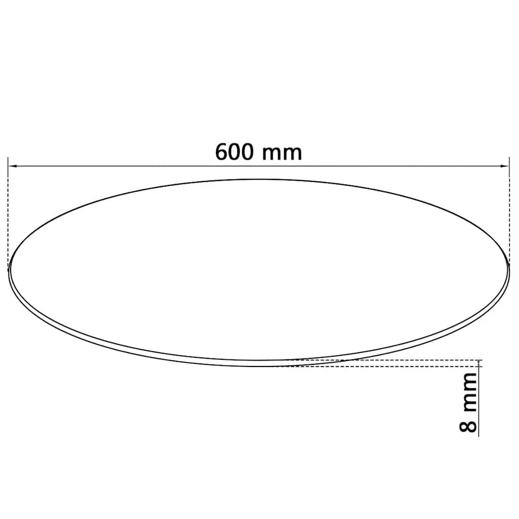 Round Tempered Glass Table Top 600mm Clear