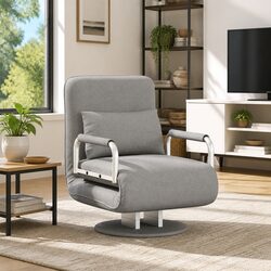 Convertible Swivel Chair Sofa Bed in Grey Fabric